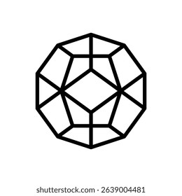 Dodecahedron. Editable stroke vector icon.
