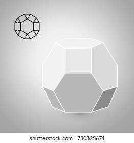 dodecahedron is a geometric figure. Hipster Fashion minimalist design. Film solid bodies. dodecahedron flat design vector illustration, fine art line. Vector illustration.