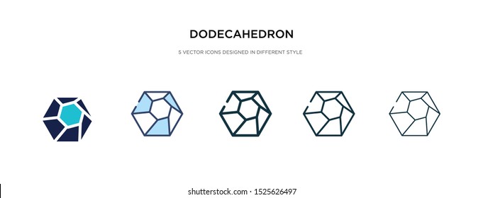 dodecahedron icon in different style vector illustration. two colored and black dodecahedron vector icons designed in filled, outline, line and stroke style can be used for web, mobile, ui