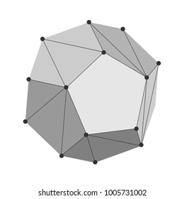Dodecahedron icon on white background. Platonic solid design. Connected lines with dots.