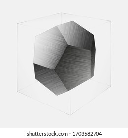 Dodecahedron inscribed in the cube 3d, platonic solid, sacred geometry, universal geometry, drawing sketch