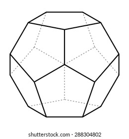 Dodecahedron Line Drawing Vector, Sacred Geometry, Platonic Solid, Logo Design