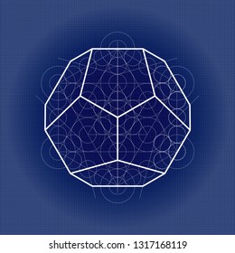 Dodecahedron From Metatrons Cube, Sacred Geometry Illustration On Technical Paper