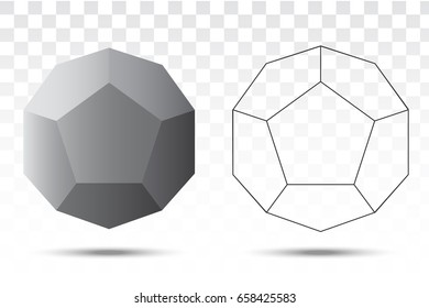 Dodecahedron Vector Icon On White Background