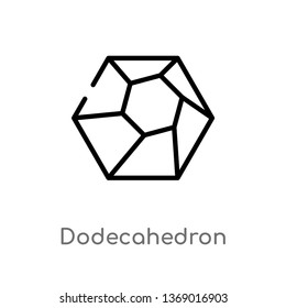 dodecahedron vector line icon. Simple element illustration. dodecahedron outline icon from geometry concept. Can be used for web and mobile