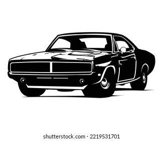 dodge challenger 1969 vector isolated on white background best side view for logo, badge, emblem, icon available in 10 eps.