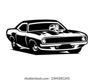 dodge challenger 70's isolated foreground white background. best for logos, badges, emblems, icons, available in eps 10.