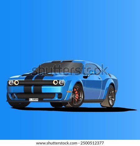 Dodge challenger Car vector realistic illustration 