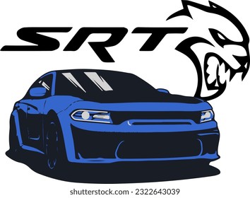 Dodge Challenger SRT Hellcat. American Muscle Logo icon vector Design