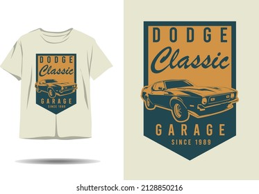 Dodge classic garage car silhouette tshirt design