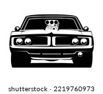 Dodge supercharger muscle car isolated on white background best front view for logo, badge, emblem, icon, available in 10 eps.