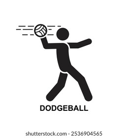 Dodgeball-Symbol. Dodgeball-Spieler einzeln auf Vektorgrafik-Hintergrund.