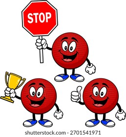 Dodgeball Mascot Set 01, ilustraciones dibujadas a mano de Dodgeball Mascots en varias poses.