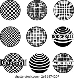 Silhueta Dodgeball, Silhueta Kickball, variações dos logotipos Dodgeball Definir ilustração em um fundo branco