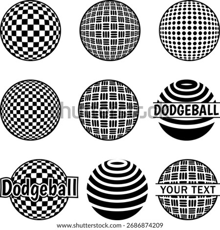 Dodgeball Silhouette, Kickball Silhouette, Dodgeball Logos variations Set Illustration on a White Background