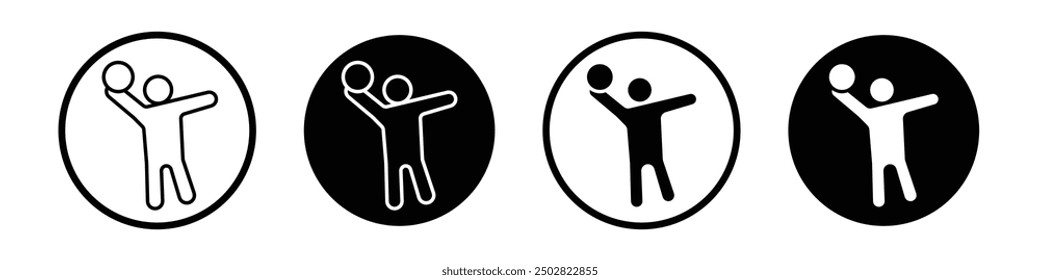 Dodgeball vector icon set black filled and outlined style.