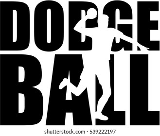 Dodgeball Word With Player Silhouette