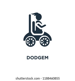 Dodgem icon. Black filled vector illustration. Dodgem symbol on white background. Can be used in web and mobile.