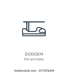 Dodgem icon. Thin linear dodgem outline icon isolated on white background from kids and baby collection. Line vector sign, symbol for web and mobile