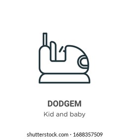 Dodgem outline vector icon. Thin line black dodgem icon, flat vector simple element illustration from editable kids and baby concept isolated stroke on white background