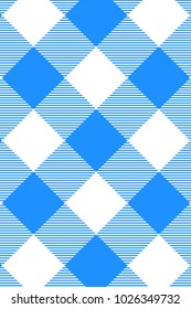 Dodger blue Gingham pattern. Texture from rhombus/squares for - plaid, tablecloths, clothes, shirts, dresses, paper, bedding, blankets, quilts and other textile products. Vector illustration.