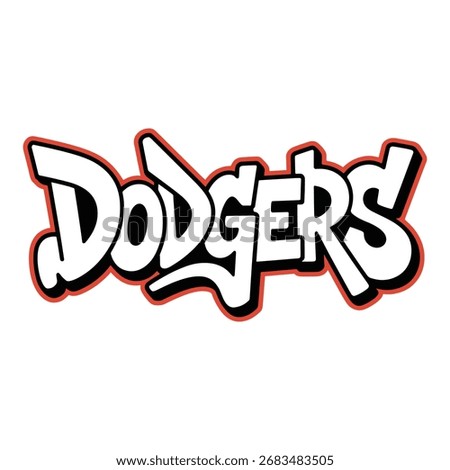'Dodgers' written in a cool graffiti style. Urban street art typography for shirts or logos. vector illustration
