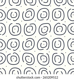 Dodle circle shapes black and white vector textile backdrop. Can be use as fabric pattern.