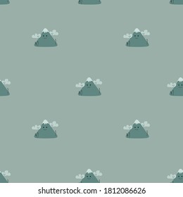 dodle snow mountain y cloud perfectamente patrón.Diseño de plantilla para invitación, afiche, tarjeta, tela, textil.