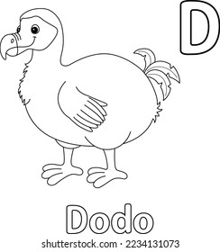 Dodo Animal Alphabet ABC Isolated Coloring Page D