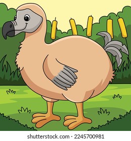 Dodo Animal Colored Cartoon Illustration
