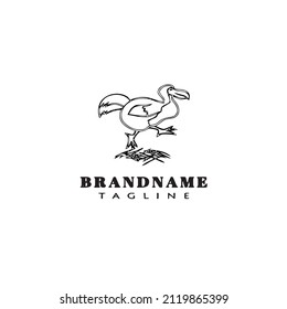 dodo bird cartoon logo template icon design black modern vector illustration