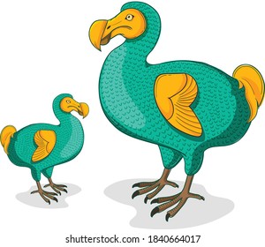 Dodo Bird cartoon vector art and illustration