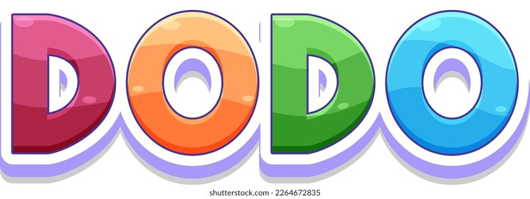 Ilustración de icono de texto colorido de ave Dodo