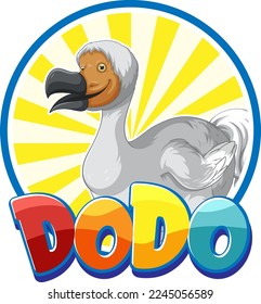 Ilustración del logotipo de dibujos animados de animales de extinción de aves Dodo