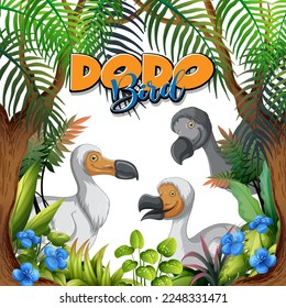 Dodo bird extinction animal cartoon character illustration