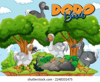 Dodo bird extinction animal cartoon character illustration