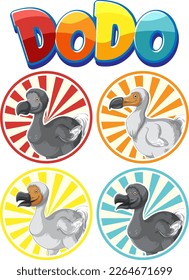 Dodo bird extinction animal cartoon logo set illustration