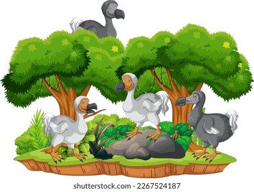 Dodo bird extinction animal cartoon character illustration