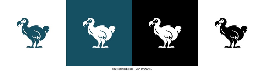 Dodo bird icon logo with bottle on back vintage style