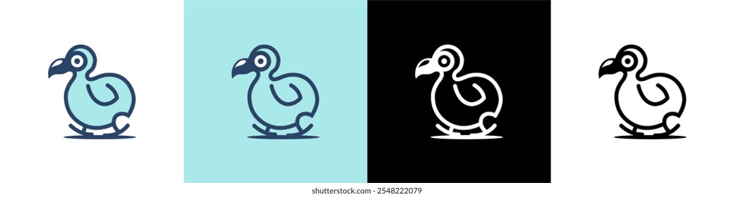 Dodo bird icon logo with bottle on back vintage style