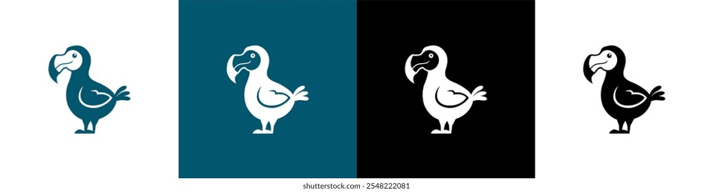 Dodo bird icon logo with bottle on back vintage style