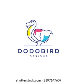 dodo bird lines art abstract logo design