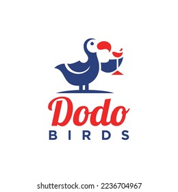 Dodo bird logo icon holding a glass