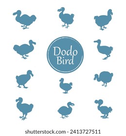 Dodo Bird Silhouette Collection Vector Illustration