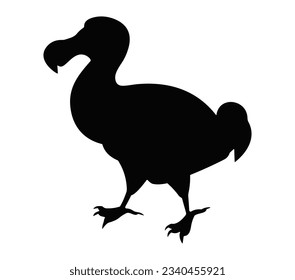 Dodo bird silhouette vector on a white background.