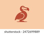 Dodo bird. Simple modern logo, icon, sign. Isolated vector illustration. Red	