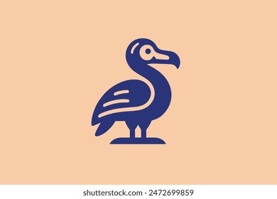 Dodo bird. Simple modern logo, icon, sign. Isolated vector illustration. Blue