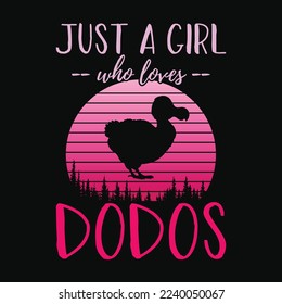 Dodo Birds Just a Girl Who Loves Dodos Retro Vintage