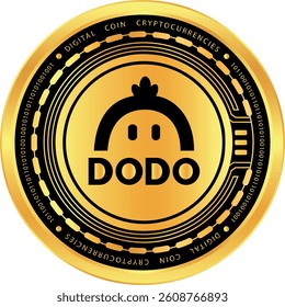 dodo cryptocurrency drawings on abstract background. 3d illustrations.