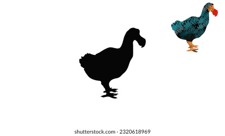 Dodo silhouette, Hand drawn vector illustration